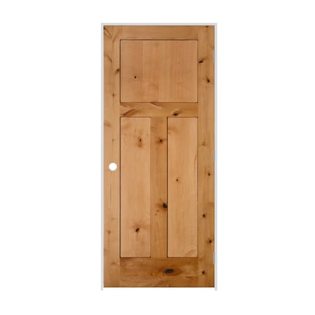 Codel Doors 36" x 80" x 1-3/8" Knotty Alder 3-Panel Mission Interior Shaker 6-9/16" LH Prehung Door 3068ska8403LH156916